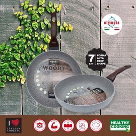 Olympia Woody 11 x 11 Inch / 28 x 28 cm Non-Stick Die Cast Aluminum Grill Pan With Folding Handle