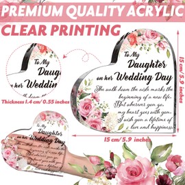 Daughter Wedding Gift from Mom Dad Bride Gifts for Wedding Day Wedding Gift for Daughter Mother of the Bride Gifts Wedding Keepsake Gifts to My Daughter on Her Wedding Day Wedding Acrylic Heart Gifts