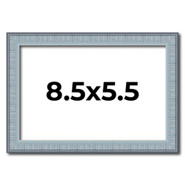 8.5x5.5 Frame Blue Picture Frame - Complete Modern Photo Frame Includes UV Acrylic Shatter Guard Front, Acid Free Foam Backing Board, Hanging Hardware Wood Wall Frames for Family Photos - no Mat