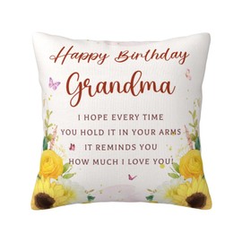 IYUBOFU Grandma Birthday Gifts, Birthday Gift for Grandma, Happy Birthday Grandma, Grandma Birthday Gifts from Grandchildren, Grandmom Birthday Gifts Throw Pillow Covers 18x18