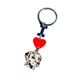 Dog Keyring,I Love Dog Pendant Key-Ring,Metal Pet ID Tags Keychain Keyfob Key Tags Dog Lovers Keychain Gift_Dalmatian