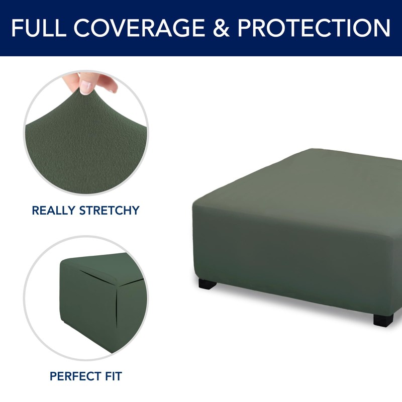 PureFit Super Stretch Form Fit Square Ottoman Cover Rectangle -