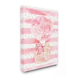 Stupell Industries Pink Floral Fashion Bouquet Polka Dot Stripes Canvas Ziwei Li Wall Art, 36 x 48