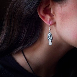 The Magic Zoo Pewter Manatee Earrings – Jewelry Gifts for Manatee Lovers – Handcrafted in the USA Manatee Dangle Earrings for Women