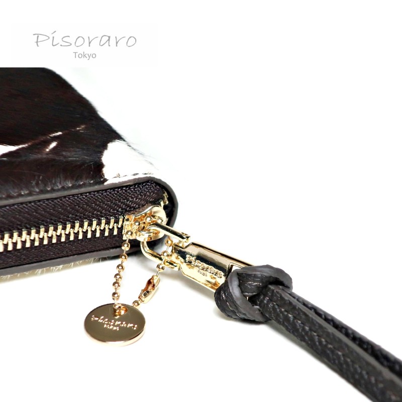 Pisoraro Harako Holstein Print Round Zip Mini Wallet PR242 Holstein,