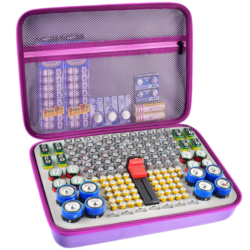 Battery Organizer Case with Tester for Home Storage – Hard-Shell