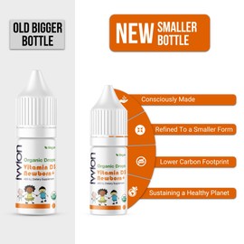 ivvion Organic Vegan 400IU, Vitamin D3, 120 Drops – Baby Drop for Infants & Toddlers | USDA Organic, Non-GMO, Plant-Based, No Additives or Preservatives, All Natural, Made in UK