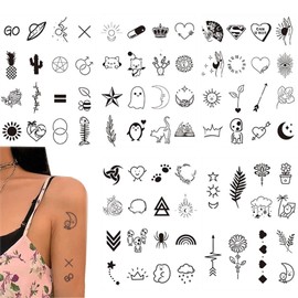 Coollooda 75 Pcs Set Tattoo Stickers, Tattoo Stickers, Waterproof, Durable, Fashionable, Cute, Women's, Tattoo Stickers, Easy to Apply on Arms, Legs, Body, Chest, Shoulders, Back