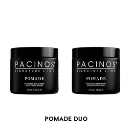 Pacinos Pomade Duo - Bundle - Lightweight Hair Pomade with Moisture Lock and Natural Oils for Sculpted Styles and Glossy Finish on Wavy, Straight or Coarse Hair - Polished Slick Hydrated Haircare