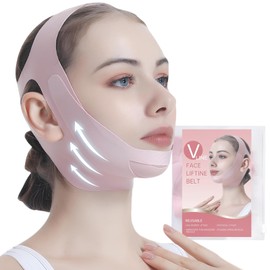 PRAVETTE Facial Lifting Belt - V Line Lifting Mask Chin Strap,Face Lift Tape with Adjustable Straps, V-Shaped Double Chin Reducer, 3D Contoured Design for Facial Shaping,Jawline Shaper and Sleeping