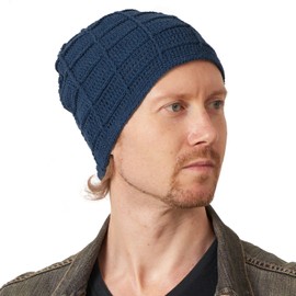 CHARM Gorro de verano para hombre, de algodón, para mujer, hecho a mano, para quimioterapia, Azul / Patchwork, Talla única