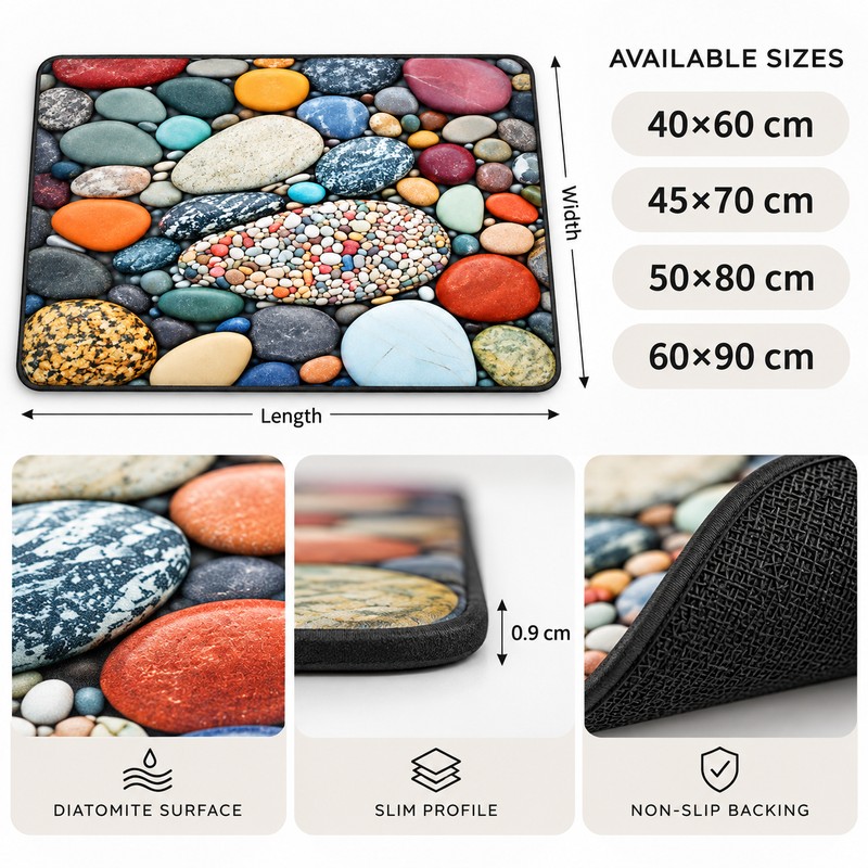 Non-Slip Bathroom Bath Mat – Absorbent Quick-Dry Shower Floor Rug