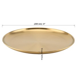 MOUYAT 10 PCS 8 Inch Large Stainless Steel Plate, 20cm Round Dinner Metal Plates, Metal Salad Steak Plates Reusable Dinner Dish for Eating Serving Camping Outdoor BBQ Home Kitchen, Frosted Gold