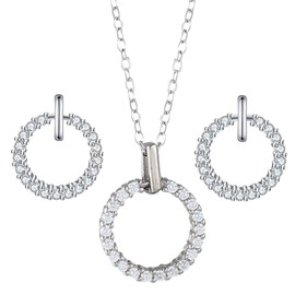 Bcenoilua Jewellery Set for Women Circle Geometry Earrings Pendant Necklace Set Fashion Romantic Hypoallergenic Adjustable Jewellery for Women and Girls Valentine's Day Mother's Day Birthday YS