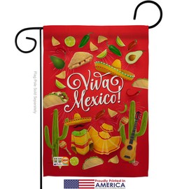 Viva Mexico Garden Flag Set Mailbox Hanger Summertime Cinco de Mayo Party Cactus Pinata Sombrero Mexican Fiesta Outdoor Small Decorative Gift Yard House Banner Made In USA 13 X 18.5