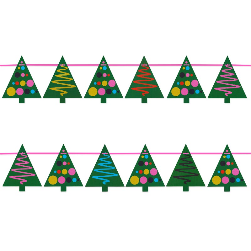 Christmas Pack of 4 Festive Decorative Buntings + Merry Christmas