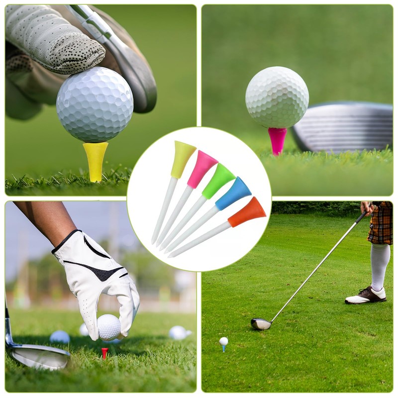 Bliceon 50pcs Golf Tees, Plastic Rubber Cushion Top Long Tees,
