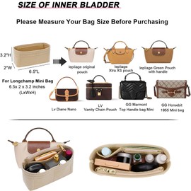 Purse Organizer Insert for Longchamp Mini Bag – Felt Tote Bags Insert with Multi-Pocket Design – Bag Insert Organizer for Mini Bags Travel UseLongchamp