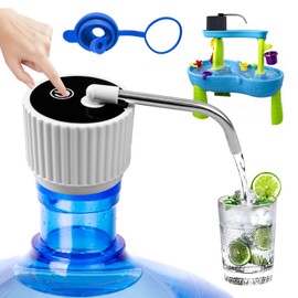 Camping Water Dispenser for 5 Gallon Bottle,Portable USB Charging Electric Water Bottle Pump,Universal Micro Drinking Water Jug Pump,3-5 Gallon Automatic Water Dispenser with Silicone Cap (White)