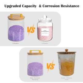 Glass Jars For Laundry Room Organization and Storage, 2 Pack -0.9 Gallon Laundry Detergent Containers for Scent Beads, Powder,Pods With Lids, 5 Labels, 2 Scoops，1 Acrylic Dryer Sheet Holder Included