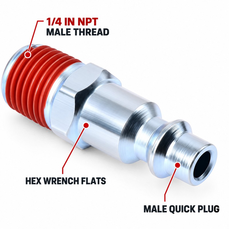 LEENKEA 5-Pack 1/4 Inch NPT Male Pneumatic Quick Connect Plugs
