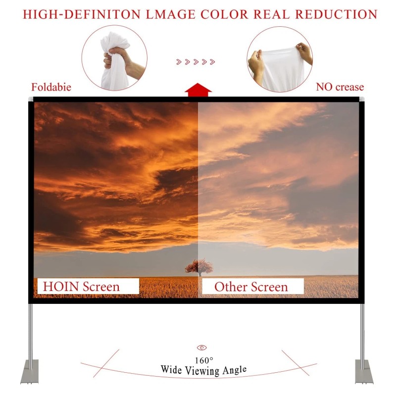 HOIN Projector Screen with Stand 100 inch 16:9 HD 4K