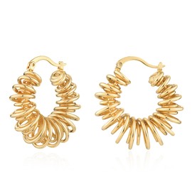 LADYGD Gold Hoop Earrings for Women 14K Gold Plated Twisted Thick Hoops Earring Hypoallergenic Simple Gold Jewelry Gifts