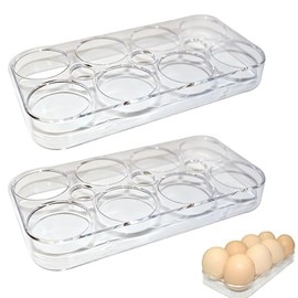 Pack of 2 Fridge Egg Holders, 16 Eggs Space Saving Egg Container Egg Box Storage Eggs Transparent Organiser for Fridge Kitchen