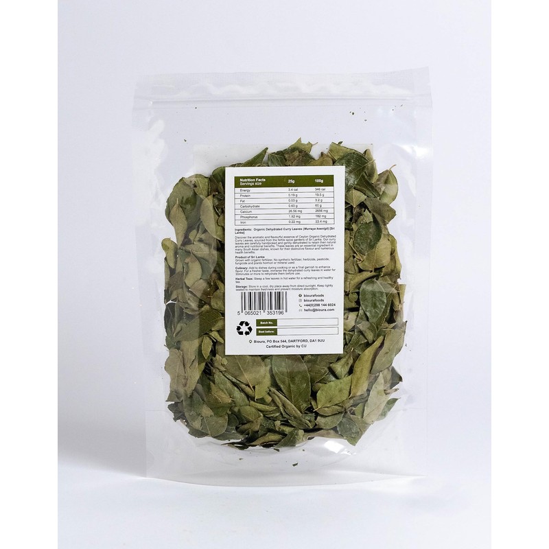 Ceylon Organic Curry Leaves 25g, Rich Aroma, Unique Flavour, Taste,