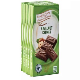 Milk Chocolate Hazelnut Crunch Bars, Individually Wrapped Candy, Imported German Snack Snacking Food Dessert Gift Gluten Free Treat, 5 Choceur Bars,1.4oz Each