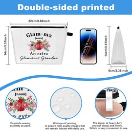 Grandma Gifts Glamma Makeup Bag Gift Mother's Day Birthday Gifts for Grandma Grandmother Cosmetic Bag Grandma Gifts from Grandchildren Granddaughter Thanksgiving Christmas Retirement Gift for Grandma