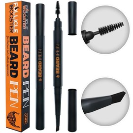 Beard Pen Filler for Men - Barber Styling Grooming Pencil - Waterproof, Sweat Proof, Long Lasting Solution with Natural Finish - Cover Beard and Scalp Patches in Seconds - Deep Dark Brown 2 Pack