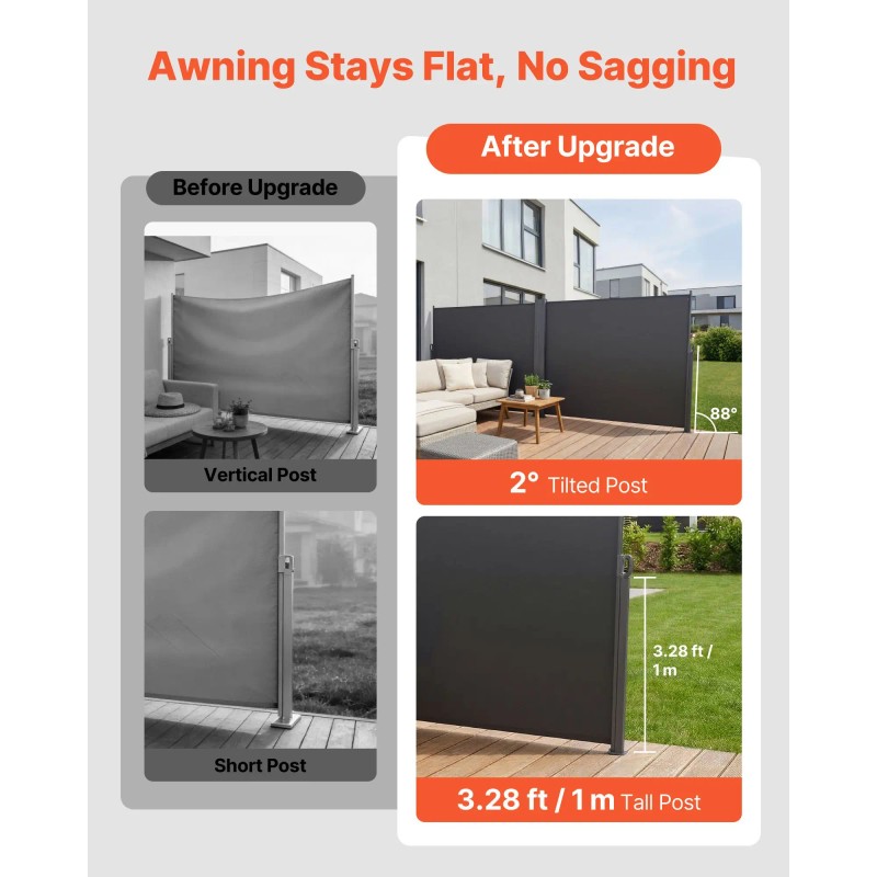 71\" X 236\" Outdoor Patio Side Awning 180 G/m2 Waterproof