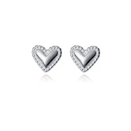 MYHAO 925 Sterling Silver Love Heart Stud Earrings for Women Teens Tiny Heart Stud Earrings Hypoallergenic-5MM (A-Silver)