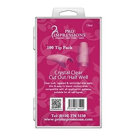 Pro Impressions Advance Crystal Clear Cut Out/Half Well 50 Nail Tips, Size 9