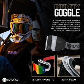 Havoc Racing Magnetic Frameless Goggles - For Motocross, Dirt Biking, Snowboarding, ATV, & UTV - Hammerhead Goggles & Clear Lens Bundle
