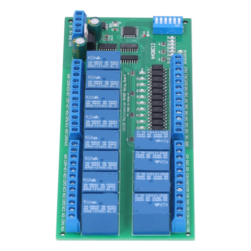 Relay Module RS485 Isolated 12‑in 12‑out RTU protocol DIN35 PLC