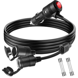 Starvortex Auto Zigarettenanzünder Verteiler, 12V Stecker und Buchse Verlängerungskabel mit Schalter, 2 KFZ Zigarettenanzünder Steckdose für 12V/24V und 15A Sicherung Wohnwagen, Autos, LKWs