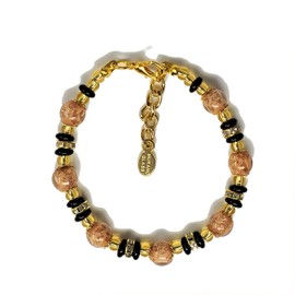 Sospiri Venezia Women's Bracelet with 7 Glass Beads 8 mm Diameter Original Murano Glass Gift Jewellery Made in Italy Certified, Glass