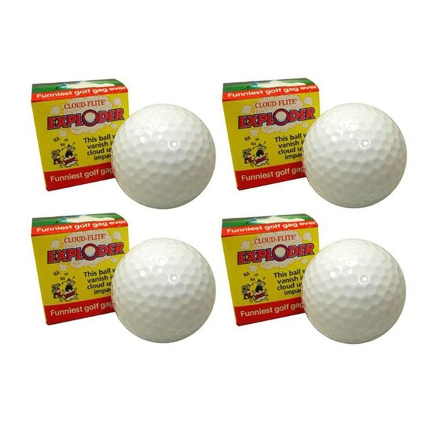 Exploding Golf Balls (Sleeve of 4) - Prank Golf Balls That Explode Into A Cloud of White Smoke Upon Impact - Funny Novelty Golf Gag Gift for Golfers