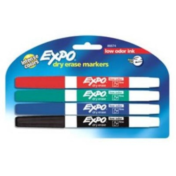 Sanford 86674K 4-Pack Expo Low-Odor Fine-Point Dry Erase Markers -