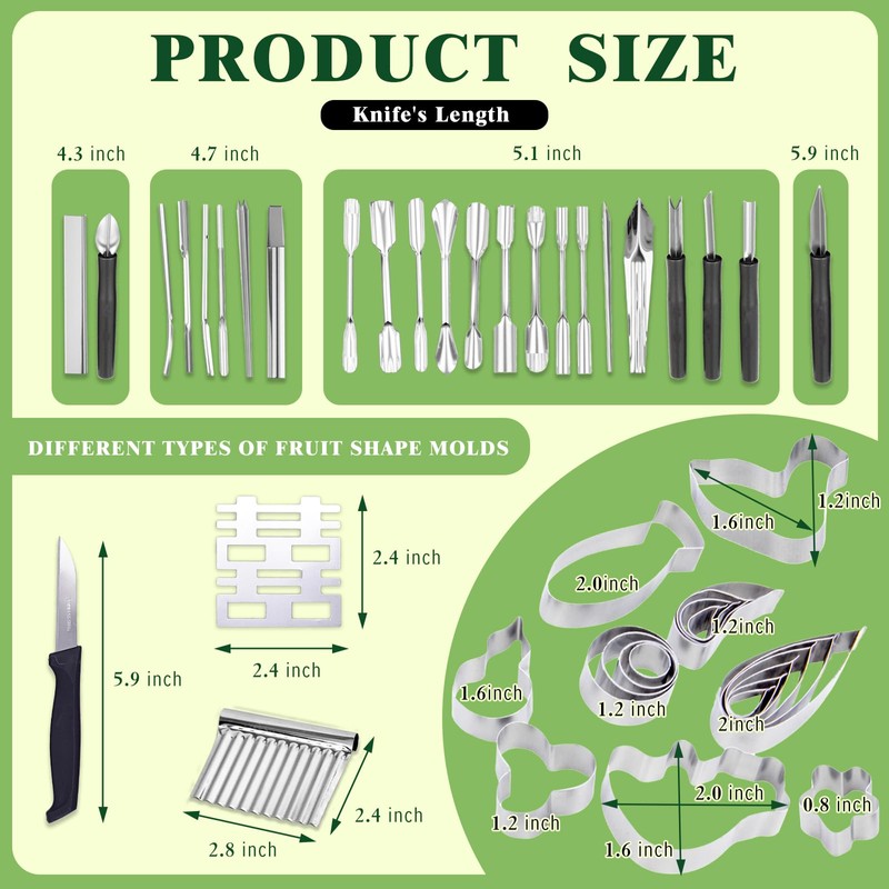 46-Piece Stainless Steel Fruit Carving Tools Set - Professional Watermelon