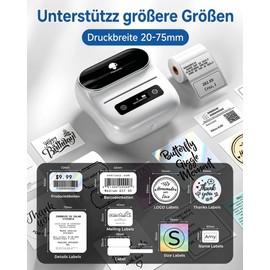 Phomemo M220 Bluetooth Label Printer, Portable Label Device, Bluetooth Thermal Label Printer for Barcode, Retail, Small Business, with Phones & PC System, White