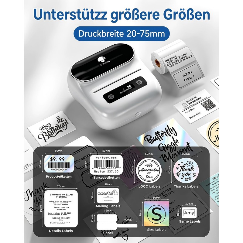 Phomemo M220 Bluetooth Label Printer, Portable Label Device, Bluetooth Thermal