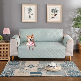 PETCUTE Sofa cover waterproof sofa slipcovers Anti Slip armchair covers Quilted Couch Slipcover Sofa Protector for dog pets Green 1 Seater