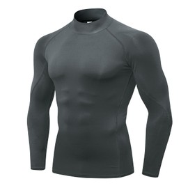 Men's Compression Shirts Long Sleeve Athletic Workout Tops Gym Undershirts Active Sports Baselayers Pure Grey X-Large