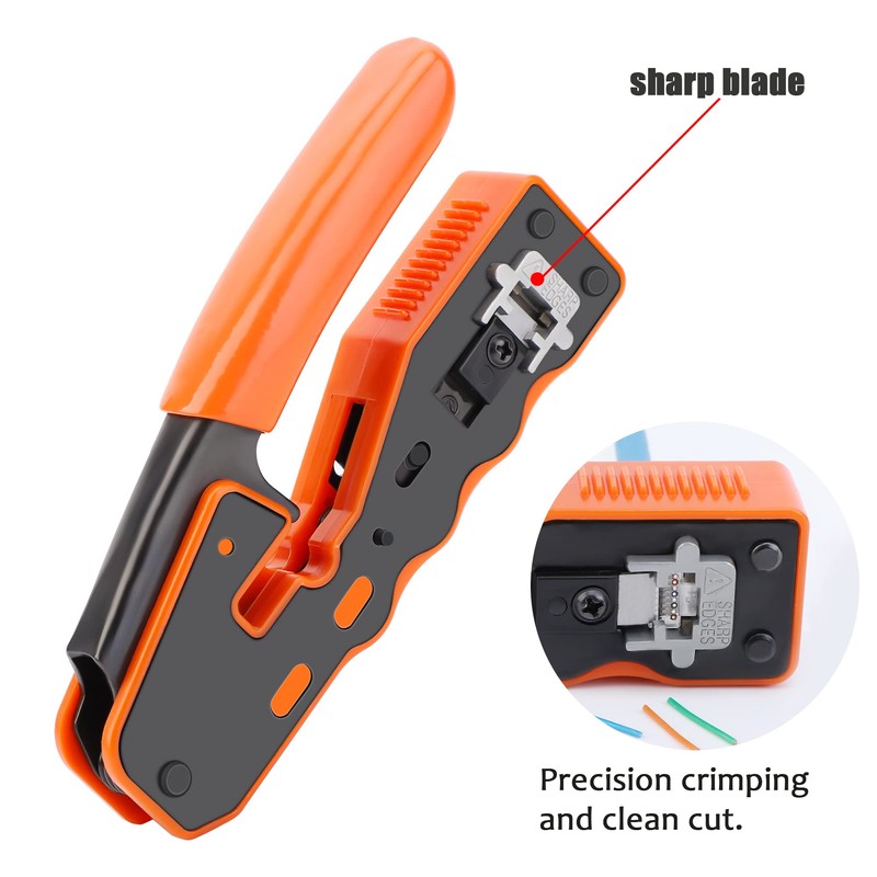 AOWIZ RJ45 Crimp Tool Pass Through Ethernet Crimper Tool for
