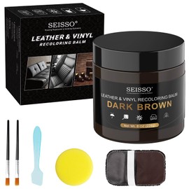 SEISSO Leather Repair Kit, 200 g Leather Repair Cream, Leather Balm, Leather Restorer, Leather Scratch Repair for Belts, Shoes, Car Seats, Sofas, Leather Care Balm, Medium Brown