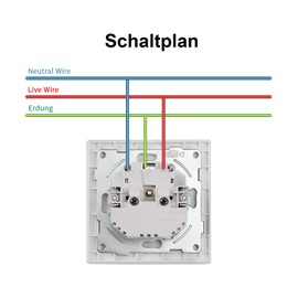 CNBINGO Schuko Socket with USB 16 Amp Socket with Plug-In Terminal Crystal Flush-Mounted Socket - Single USB Socket White - 1 Compartment Wall Socket with Glass Frame