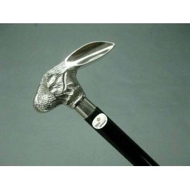 Antique Wooden Walking Stick Victorian Rabbit Brass Head Handle Cane Gift